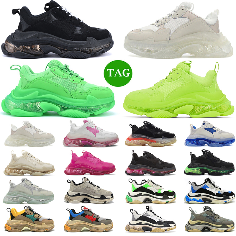 

triple s men women casual shoes platform sneakers Black White Beige Dark Red Grey Blue Green mens trainer outdoor jogging walking, #11