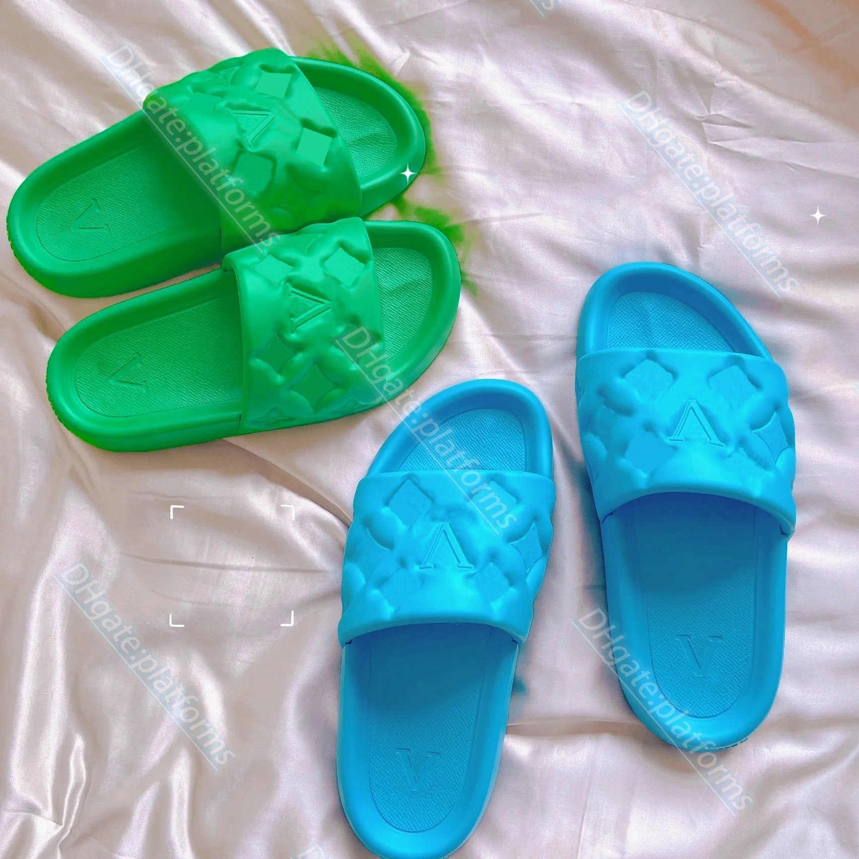 

luxury sandal man designer top quality woman slide waterfront Mule embossed rubber waterproof slipper Summer Beach flip flop Outdoor shoe with box, #4