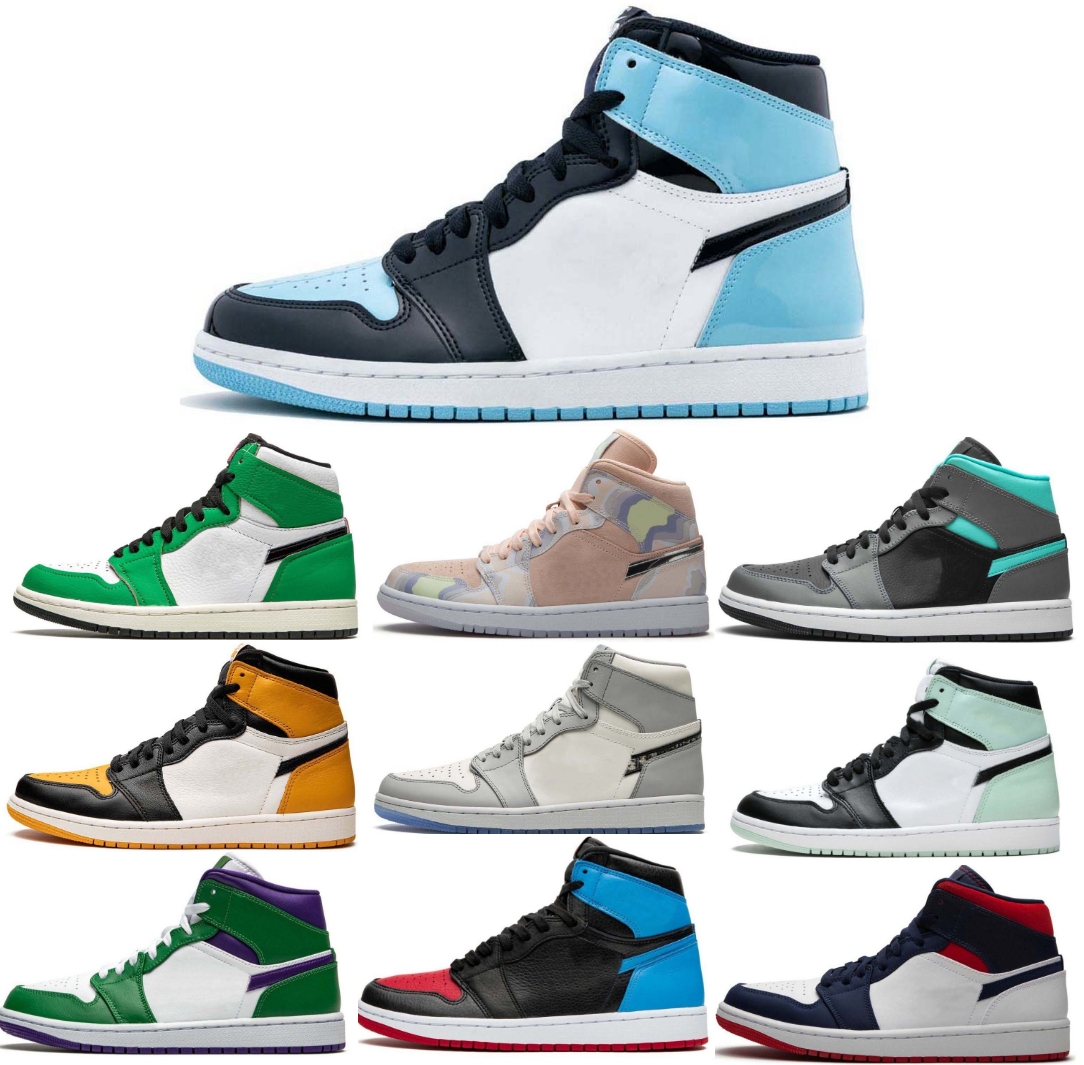 

OG jumpman 1 basketball Shoes Sports Sneakers Trainers University Blue Hyper Royal Patent Panda Dark Mocha Bred 1S Shadow Unc Smoke Grey, #18