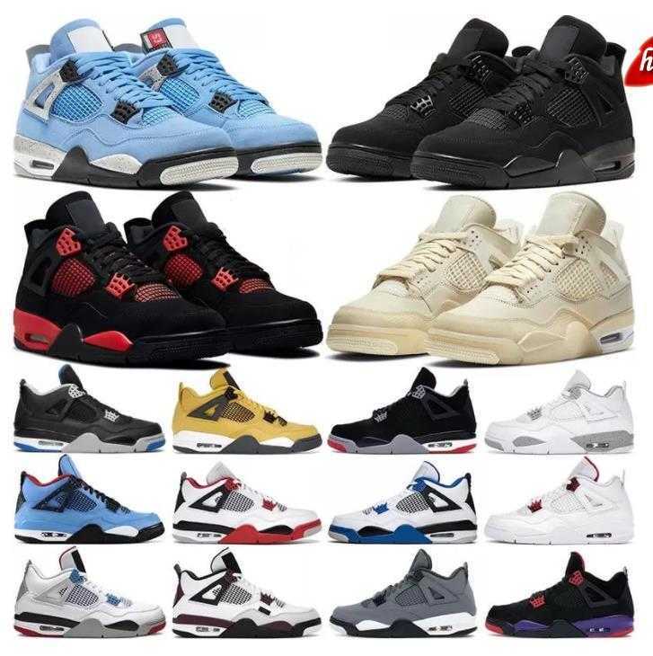 

4 Jumpman 4s OG Mens Basketball Shoes Military Black University Blue Canvas Sail Oreo Red Thunder White Cement Black Cat Bred Sports Women Sneakers Trainers Size 36-47