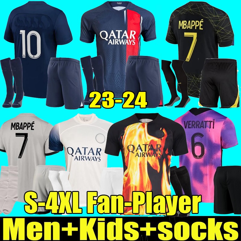 

XXXL 4XL 22 23 PsGs MBAPPE soccer jerseys 2200 2023 24 WIJNALDUM SERGIO RAMOS HAKIMI Home away fourth Maillots de football VERRATTI 4TH shirt Men kids Full Kits, Scotland kids
