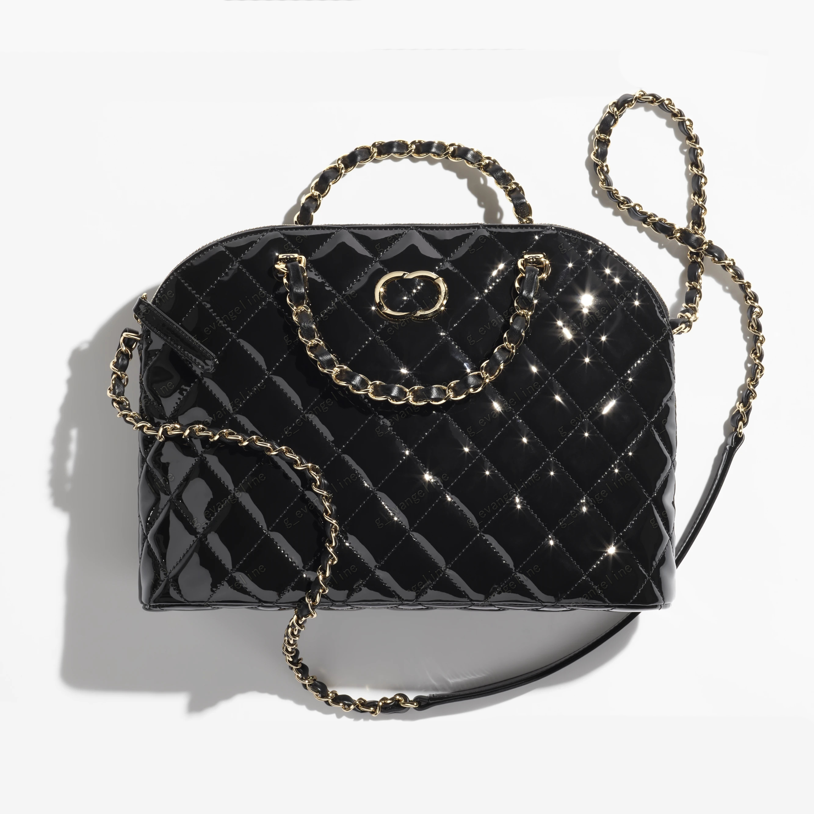 

Designer Shiny Patent Leather Shell Bag luxury wallet chain shoulder bag crossbody bag portable makeup bag mobile phone bag, White 18cm