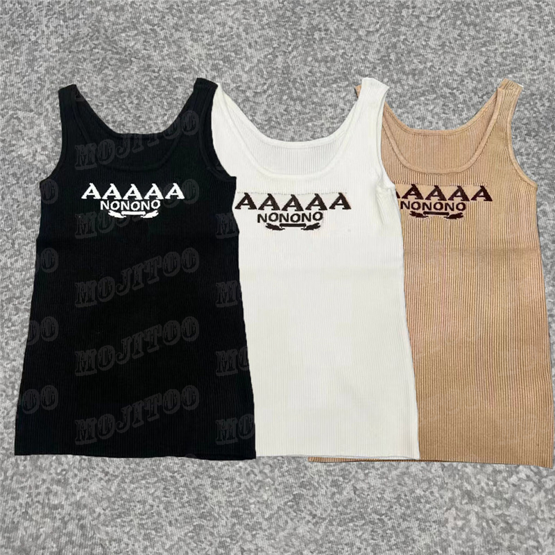 

Cropped Tanks Top T Shirts Women Letter Knits Tee Knitted Sport Tops Sleeveless Woman Vest Clothes, Black