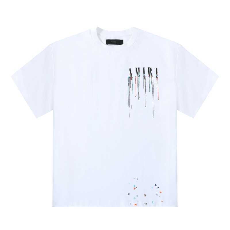 

Designer Fashion Clothing Tees Tshirt Amiiri Amiiri Style 22ss Speckled Print High Street Casual Short Sleeve T-shirt Luxury Casual Streetwear For sale, White