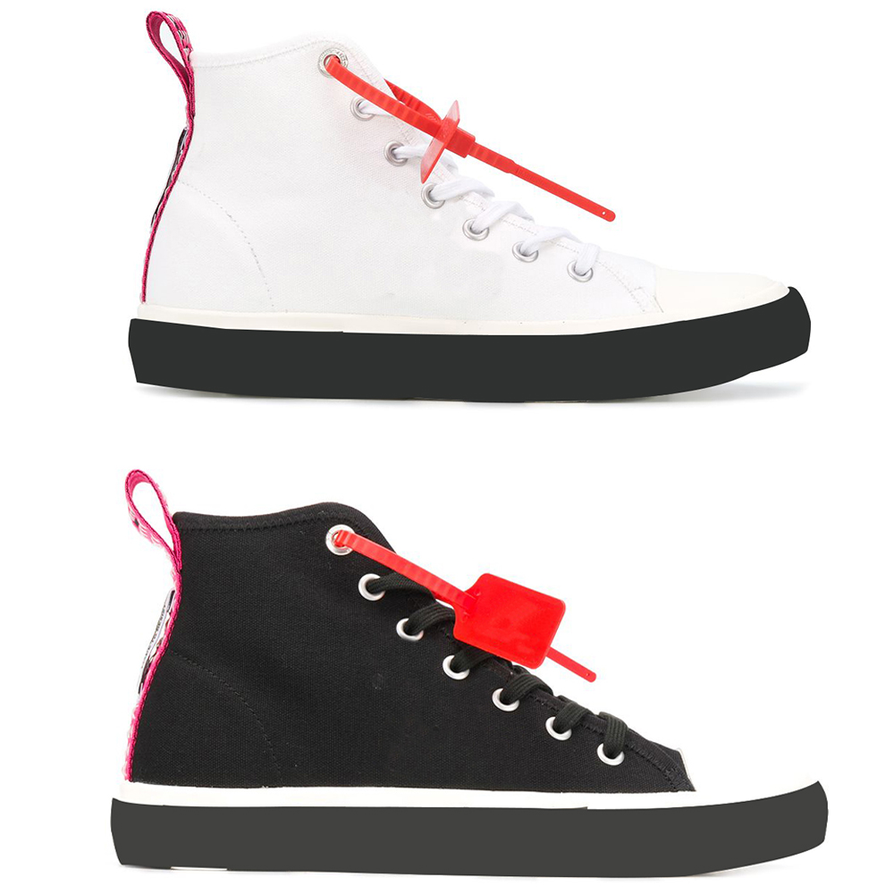 

Vulcanized Mid Top Sneakers OFF Casual Shoes Women Men Platform Shoes Vulcanize Board Trainers White High Arrow Canvas Shoes 35-45, Black