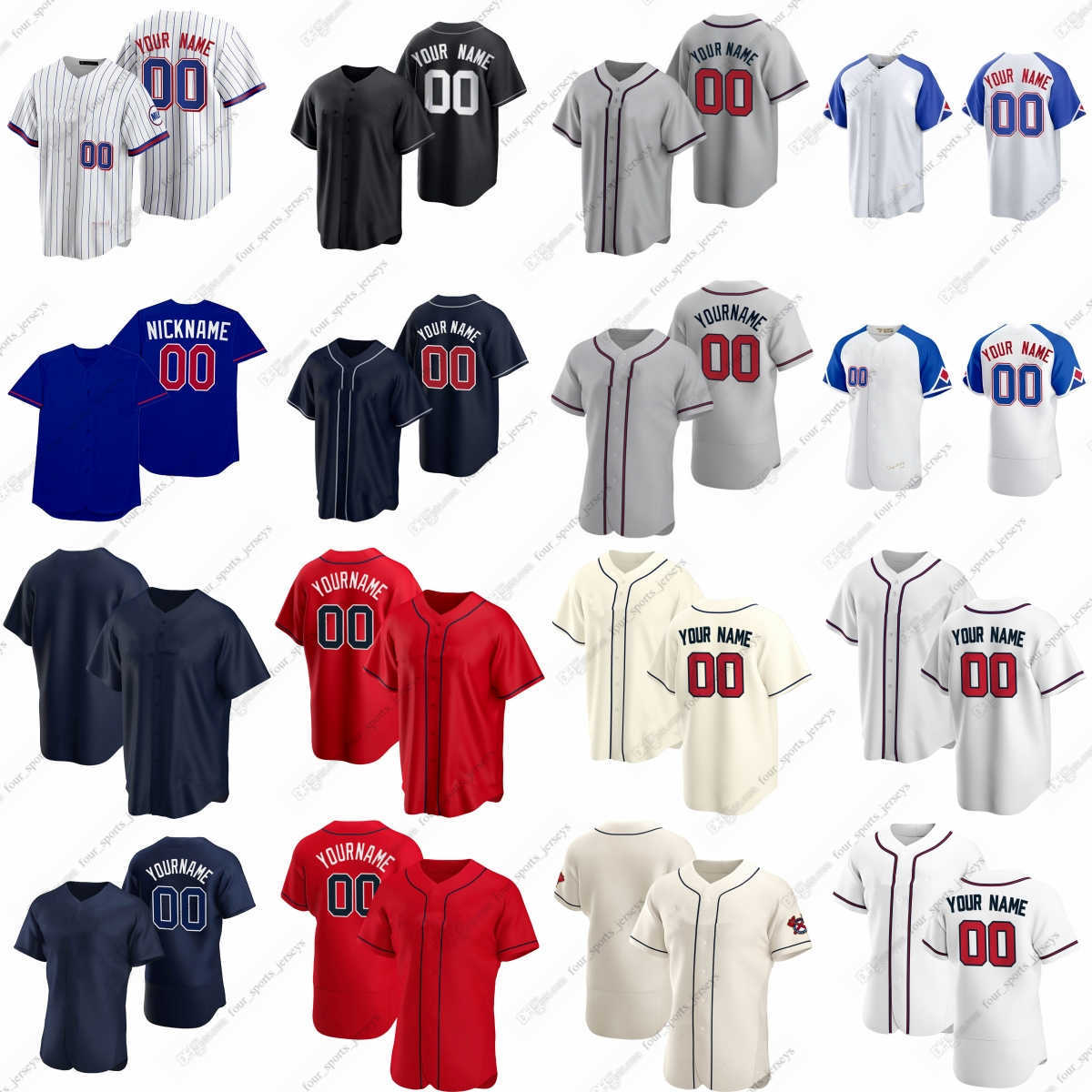 

2023 Custom Braves Baseball Jerseys Acuna Jr. Olson Aaron Albies Riley Fried Pillar Rosario Anderson Chavez Elder Jimenez Lee Minter Morton Yates Young, Men sizes--6xl
