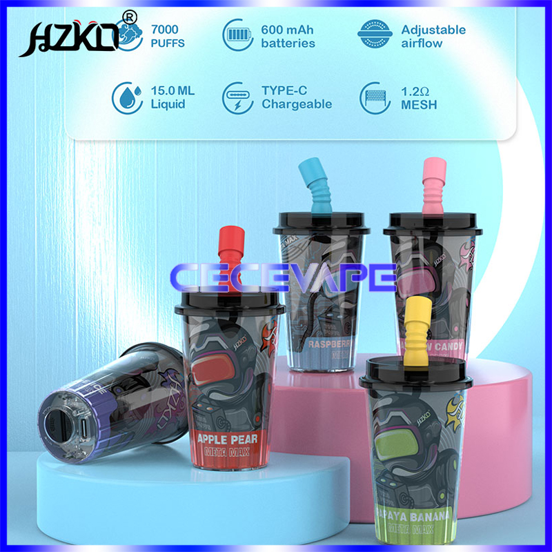

Authentic HZKO 7000 Puffs Disposable Vape E Cigarette Device With 600mAh Rechargeable Battery 15ml Prefilled Carts Mini Cup Pen VS RandM Tornado 7K Elfbar