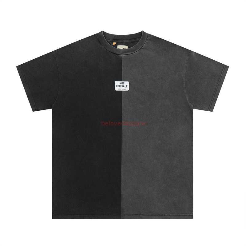 

Fashion Designer Clothing Galleryes Depts Tees Tshirt Garment Wash and Worn Short Sleeve Yin Yang Color Matching High Street Loose Os Fashion Casual T-shirt Summer, Wash black