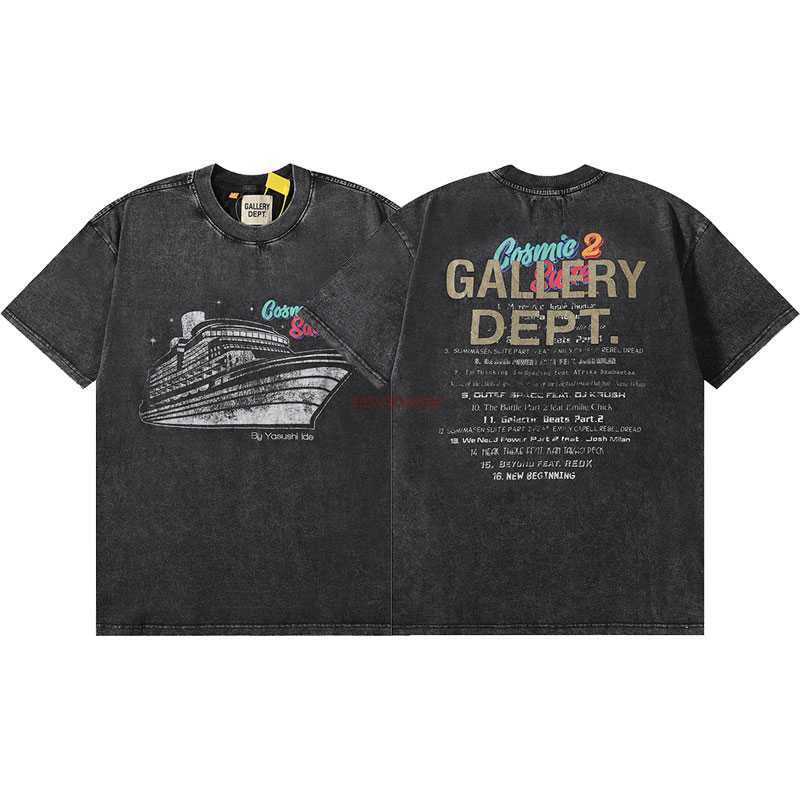 

Fashion Designer Clothing Tees Rock Tshirt Galleryes Depts Luxury Cruise Ship Made Old Washed High Street Ship Printing Loose T-shirt Hip hop TShirts Tops for sale, Wash black