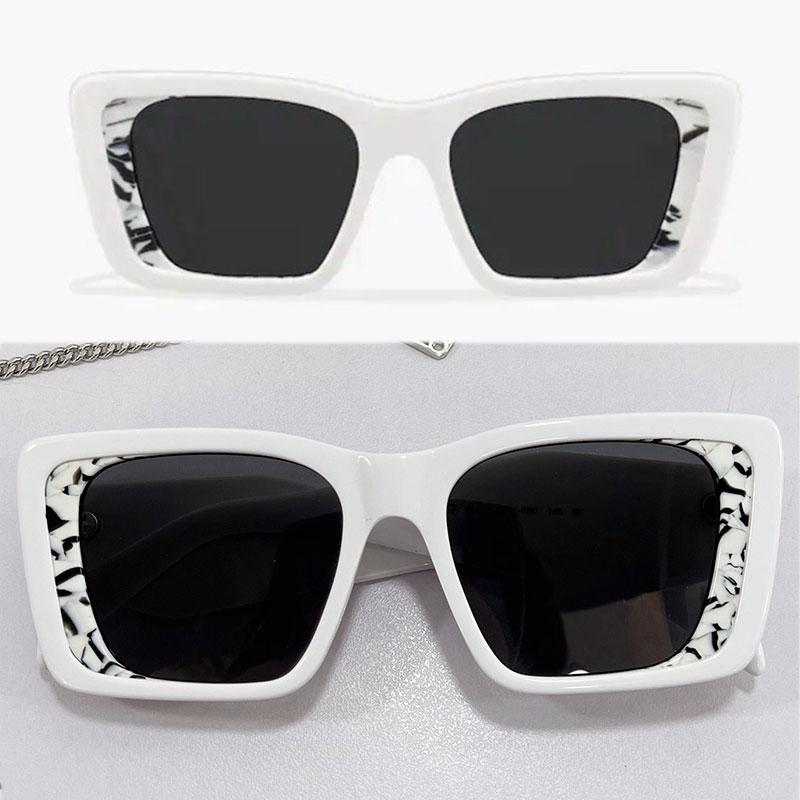 

Top quality Mens Sunglasses PR 08YS New fashion classic catwalk style rectangular black and white frame luxury fashion travel vacation glasses UV400 with box