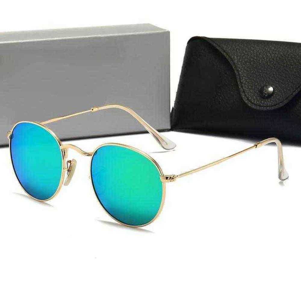 

Designer Round Sunglasses for Men and Women - Gold Metal Frame, UV400 Protection, Polarized Mirrored Lenses - Perfect for Fashion and Outdoor Activities