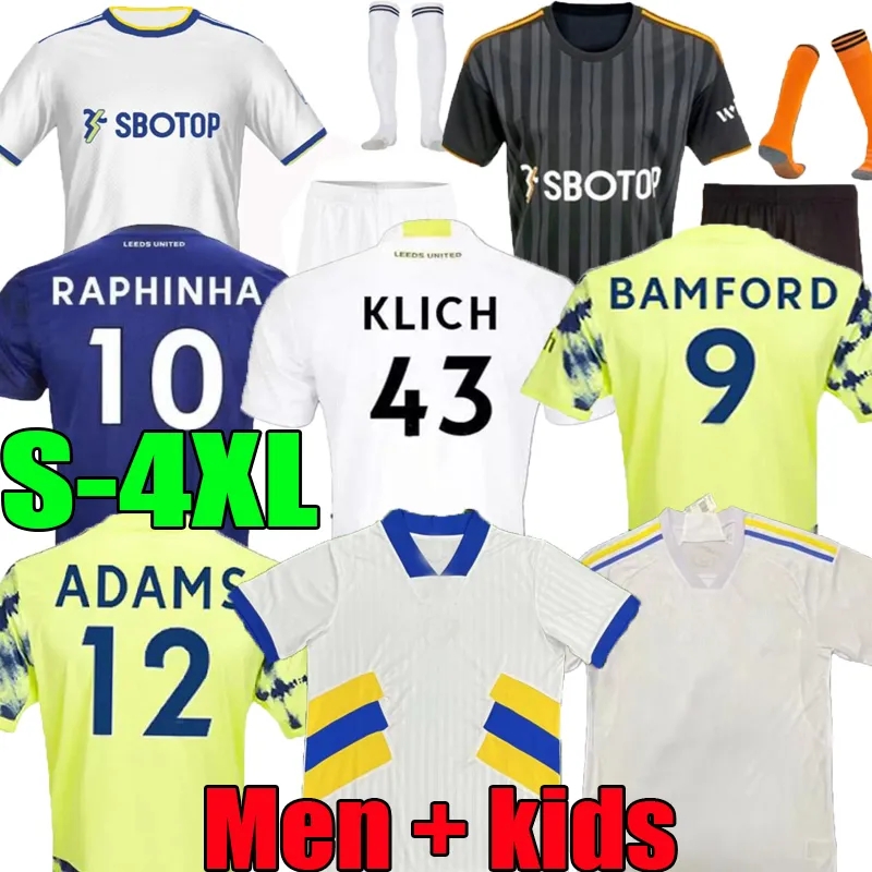 

XXXL 4XL 22 23 24 Leeds Unitedes BAMFORD soccer jerseys away 2023 home Adams Aaronson HARRISON Llorente Sinisterra JAMES MESLIER RAPHINHA men kids Kit football shirt, 2223;home