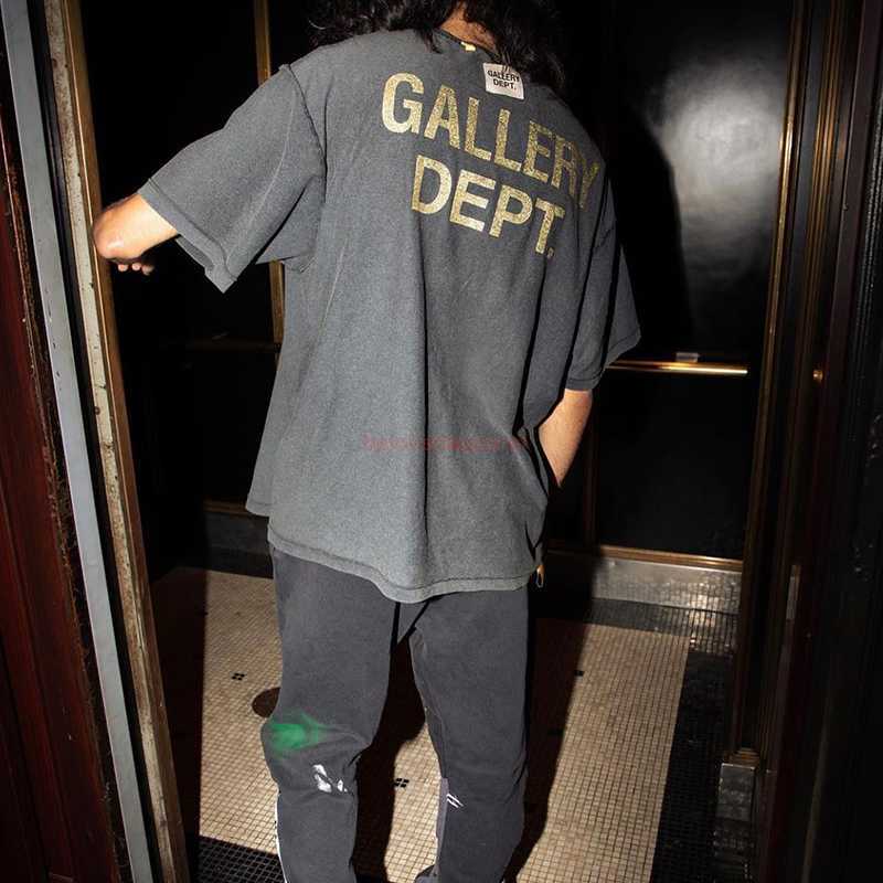 

Fashion Designer Clothing Trendy Galleryes Depts Tees Rock Tshirt Gd Fog High Street Loose Vintage Print in Sideout Reverse Casual Streetwear Sportswear, Wash grey loose