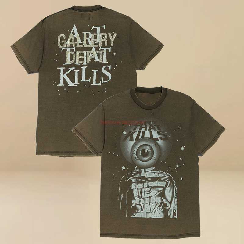 

Fashion Designer Clothing Old Vintage American Style Wash Garment Wash Cut Eyeball Gilded Galleryes Depts Tees Tshirt Short Sleeved T-shirt Men Hip hop Streetwear, Wash black