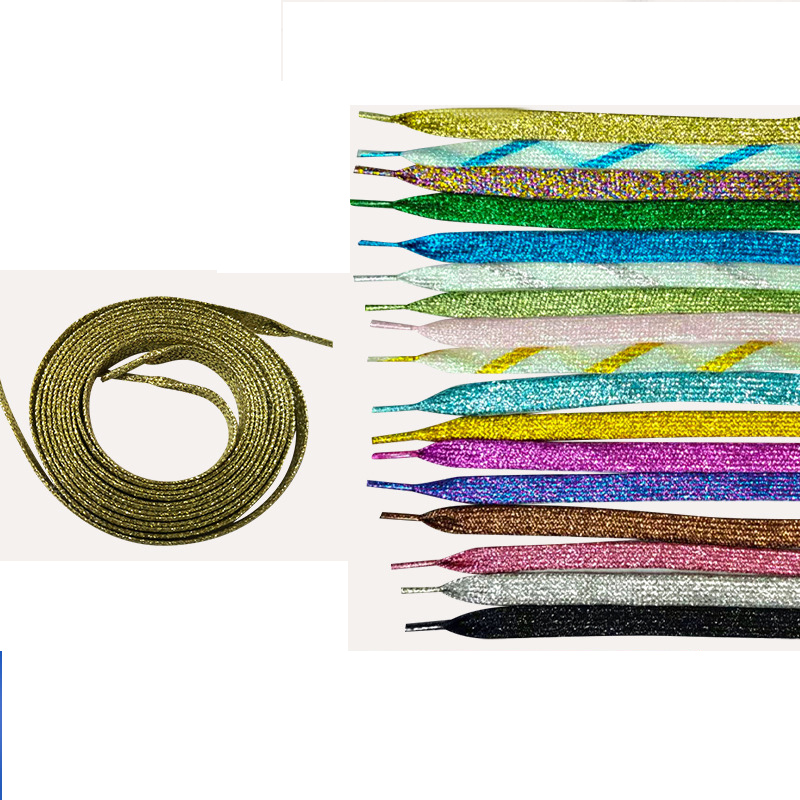 

Flat Shiny Sparkling Metallic Glitter Shoelaces Solid Colors Shoe Laces Strings for Sneakers Running Shoes Boot Strings Teams Cheer Dance Kids Canvas Free Shipping