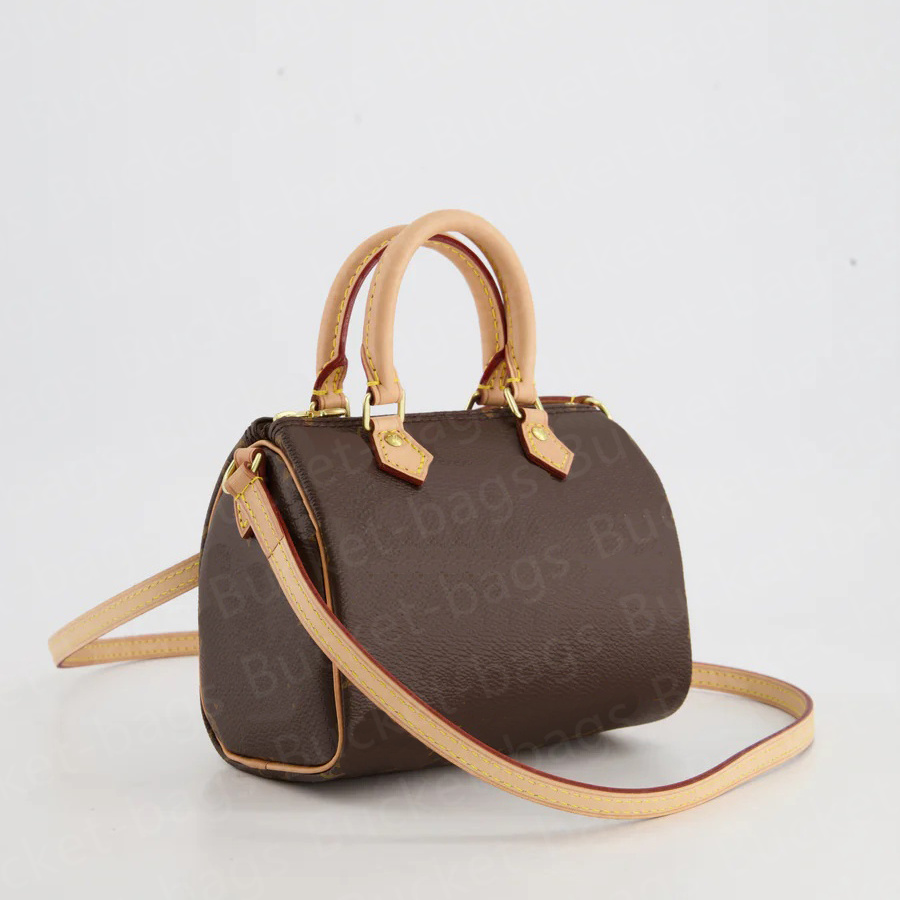 

Luxury Designer SPeedy bag Wallets Pillow Damier Denim Handbags Fashion Totes Plain Leather Zipper Clouse Casual Women Popular Flap Shoulder Bags, Brown damier-16 cm