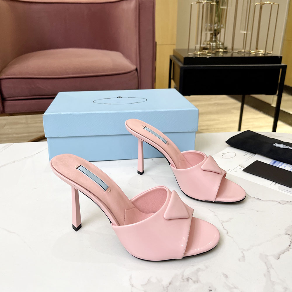 

Logo leather mules 950mm monosyllabic candy-colored leptoheeled platform designer Factory footwear with box, Black