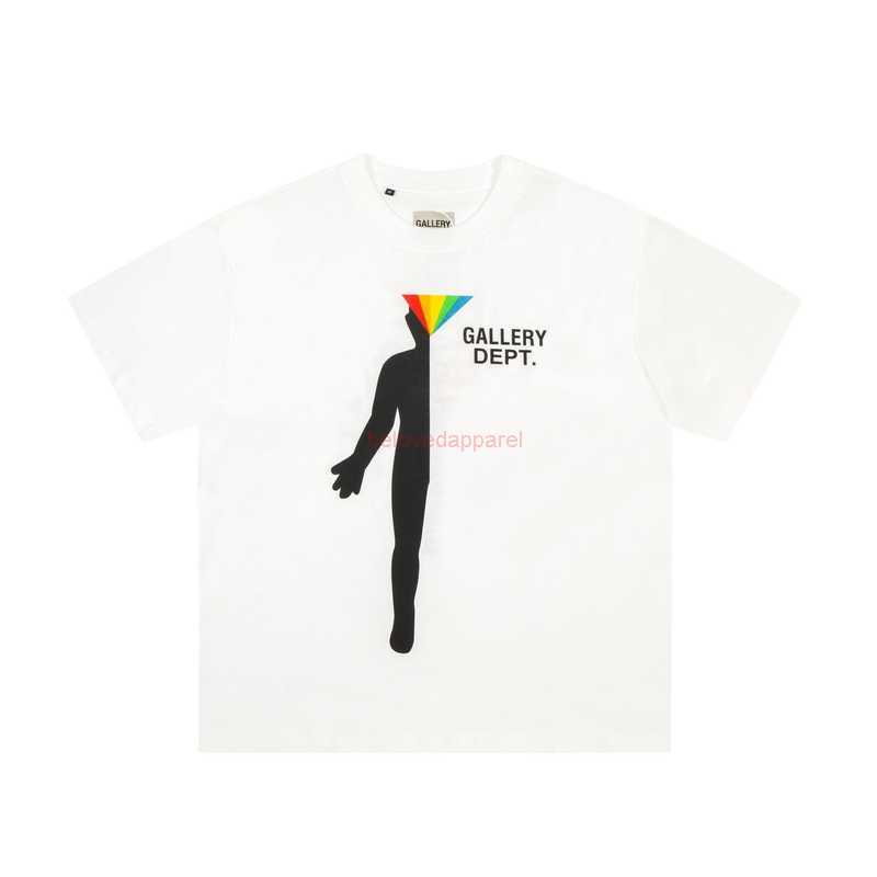 

Fashion Designer Clothing Galleryes Depts Tees Tshirt Rainbow Half Portrait with Silver Embossed Letters Printed on the Back mens womens's Lovers Stylish Round Neck, White