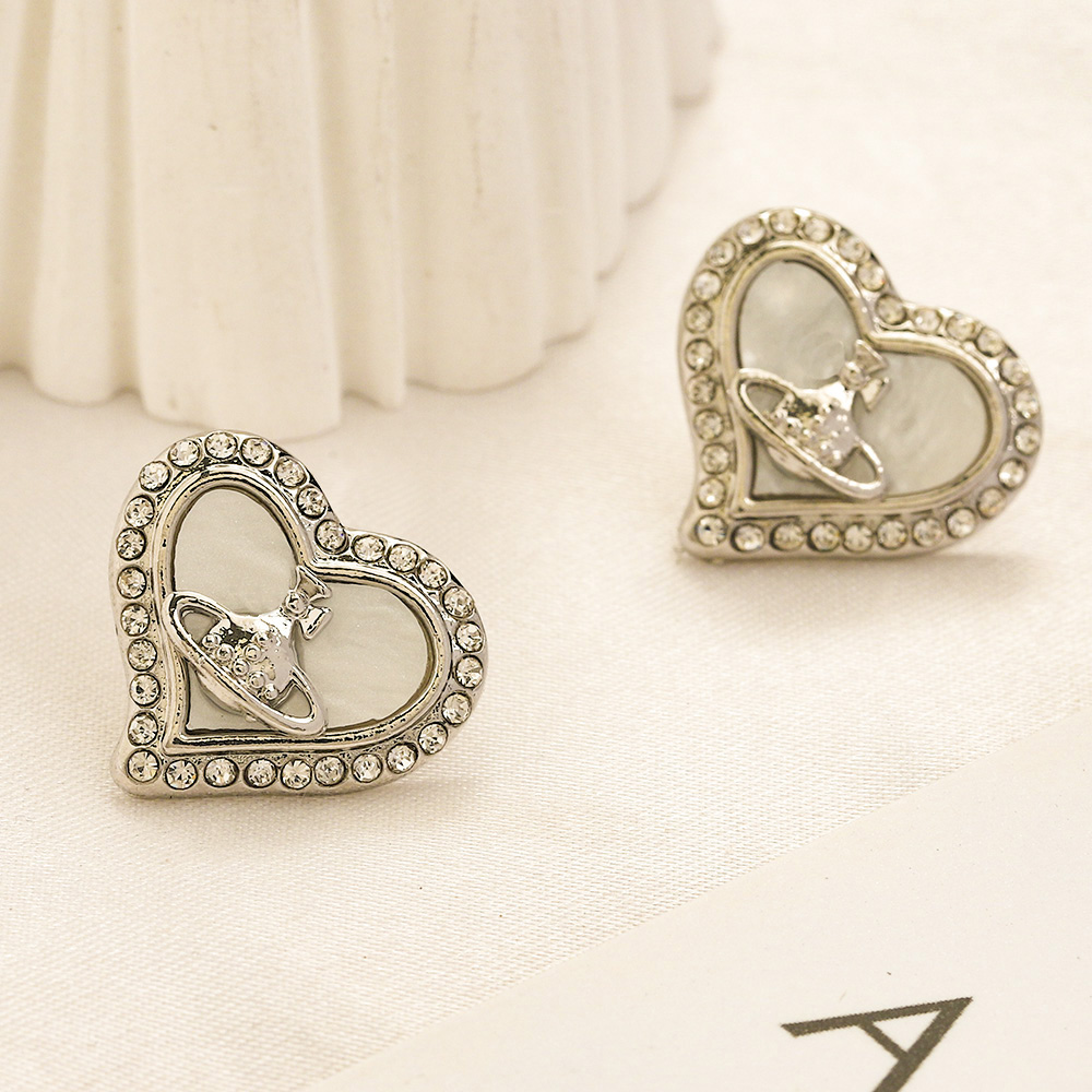 

Diamond Heart Stud Earrings Luxury Gift Design for Women Earrings 925 Silver Jewelry Wedding Party Love Earrings Designer Stainless Steel Jewelry Wholesale