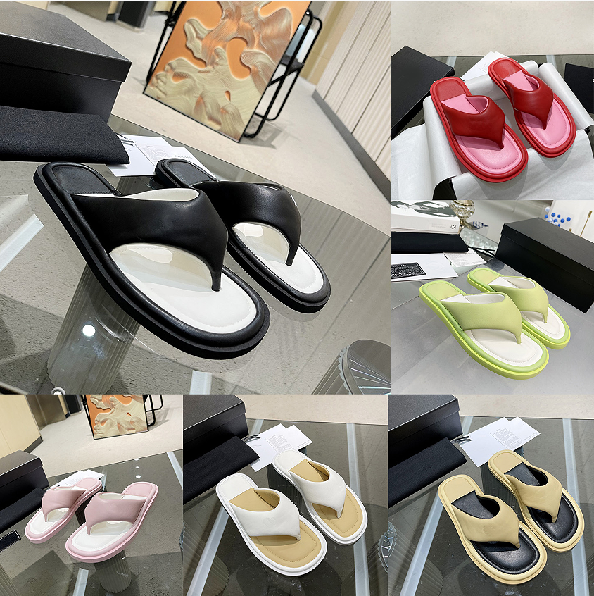 

Designer Sandals Women Flip-Flops Slides Thick Bottom Square Toe Slippers Genuine Leather Outsole Sandal Sheepskin Lining Beach Slipper