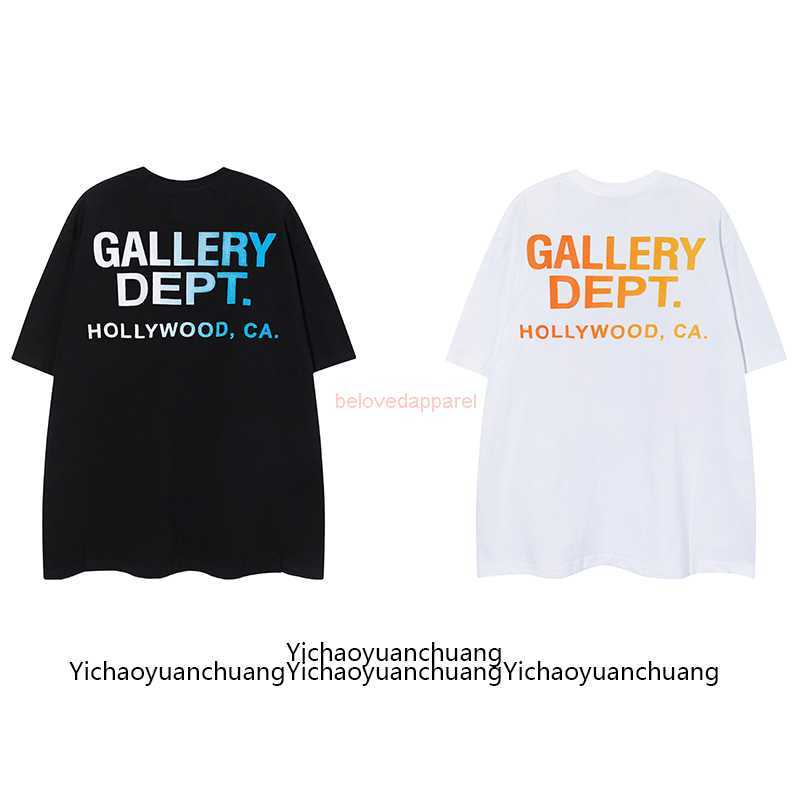 

Fashion Designer Clothing Galleryes Depts Tees Tshirt Fashion Brand High Street Colorful Gradient Print Fog Loose Couple Short Sleeve T-shirt Men's Half Sleeve Vtg, Black