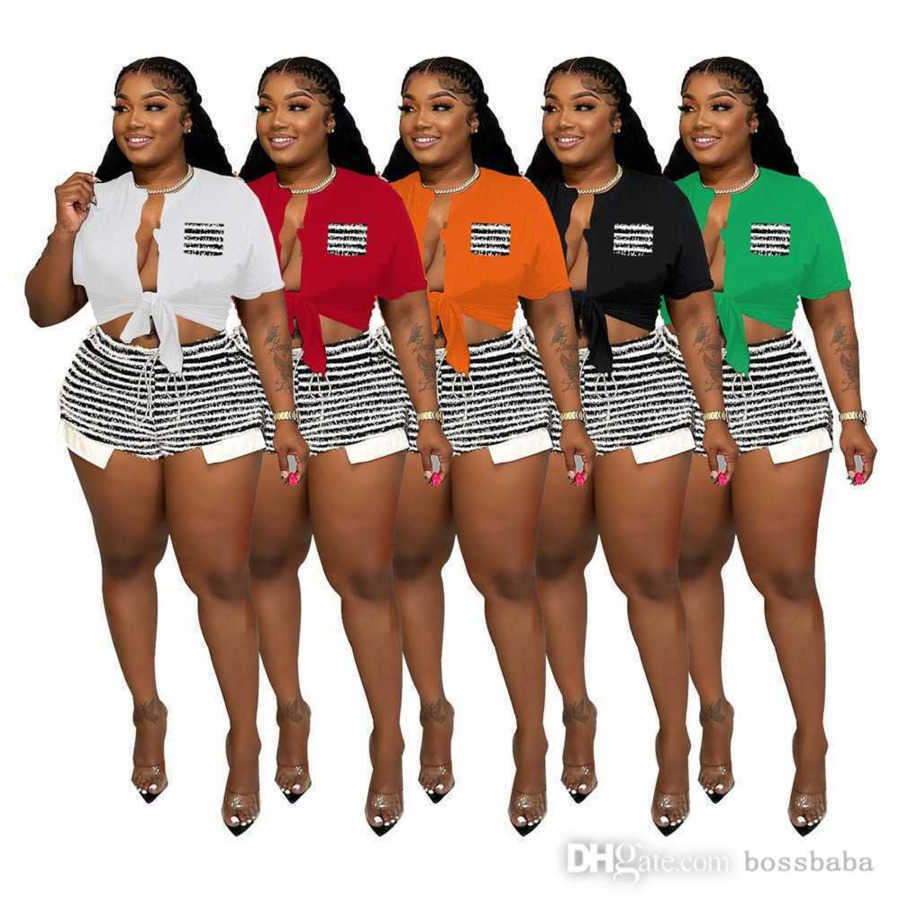Femmes Survêtements Designer 2023 Nouveau Short Rayé T-shirt Ensemble D'été Sexy Casual Deux Pièces Ensemble Sportwear 5 Couleurs