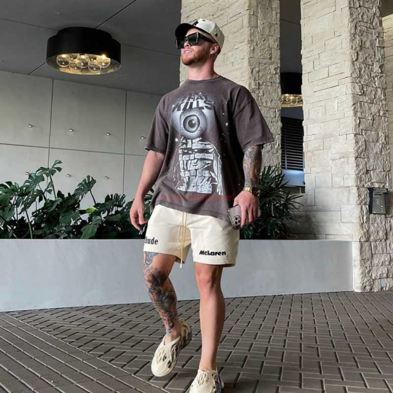 

Fashion Designer Clothing Fog Vujade Galleryes Depts Tees Tshirt Gd Alien Garment Wash High Street Loose Vtg Short Sleeve T-shirt Male Casual Streetwear Sportswear, Gd large g letter short sleeve wash
