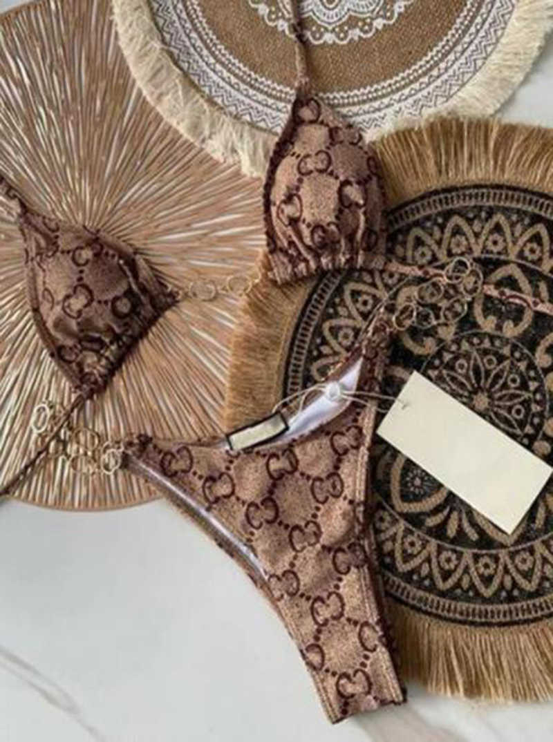 

Designer Swimwear Bikini Top Classics Letter Bikini Set Designer Two Pieces Bikinis 2023 Halter Sexy Chain Push Up Swimsuit XL Fashion Swimwear Women B, Yh 40 one piece coffee