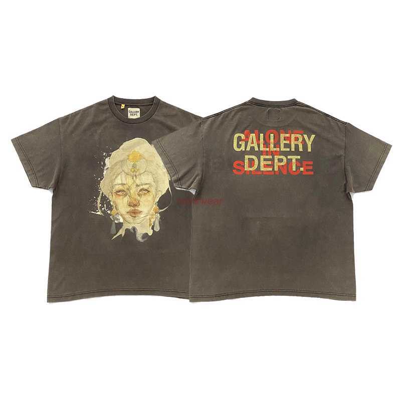 

Fashion Designer Clothing Tees Rock Tshirt Galleryes Depts Statue Print T-shirt High Street Old Washed Loose Top Casual Streetwear Vintage Hip hop Sportswear 23ss, Wash black