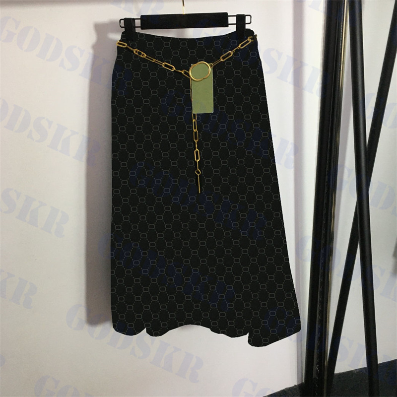 

Letter Jacquard Dress With Letter Chain Womens High Waist Skirt New Ladies Black Long Dresses, Pls contact me real pic