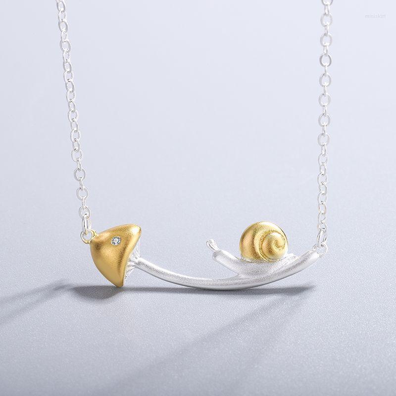 

Pendant Necklaces Cute Matte Copper Small Snail & Mushroom Choker Collar For Women Korean Fashion Jewelry Christmas Gift KSN03