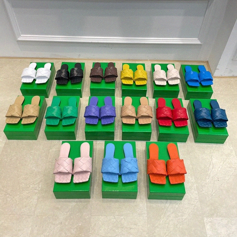 

2023 Top Quality Sexy Flat slides Lido Sandals Womens women knit slippers square mules Ladies Wedding high heels Dress Shoes, 9#chrysanthemum yellow