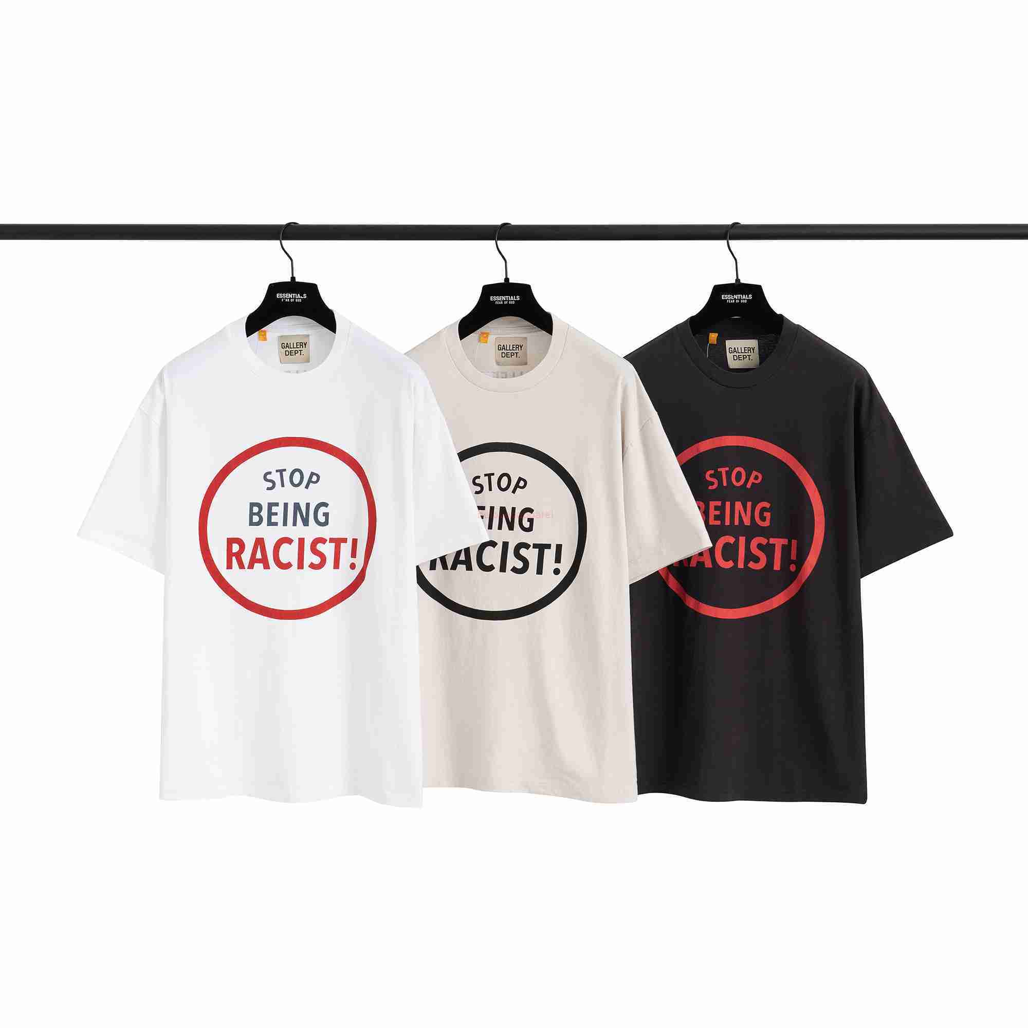 

Fashion Designer Clothing Galleryes Depts Tees Rock Tshirt Stop Being Racis Small American Brand High Street Loose Mens Short Sleeve Tshirt Hip hop Streetwearfor sa, 21ss black slogan short sleeve (same