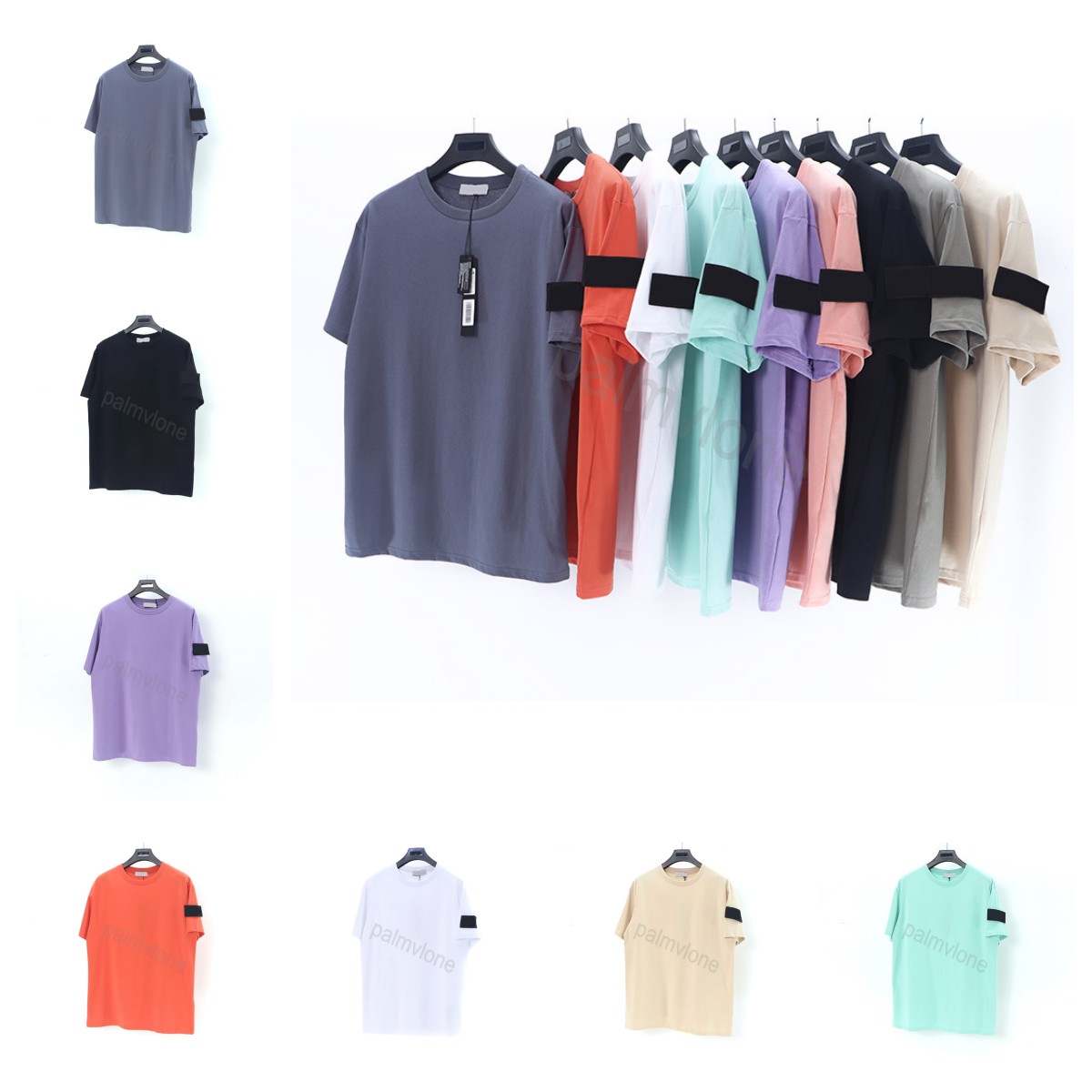 

Fashion T shirt 9colour Mens women's Designer stone polo shirt High Quality Ocean series Print Short Sleeve loose Round Neck Cotton Tees island t shirt Size S, The same as orginal