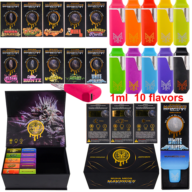 

Fresh MUHA MEDS MAVRICKS Disposable E Cigarettes Full 1Gram Disposable Vape Pens Thick Oil Rechargeable 240mAh Device Pods With 10 Flavors Randomly Starter Kits