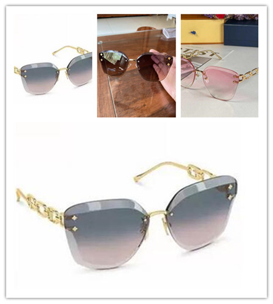 

hot JEWEL cat eye sunglasses Z1626U luxury brand designer rimless gradient lens metal chain temple with classic logo female personality all-match glasses Z1628U