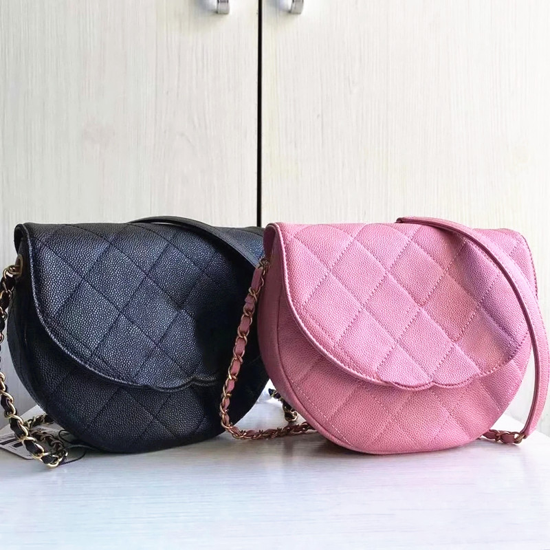 

Half moon 23P caviar channel Bags Womens men clutch crossbody Genuine Leather purse luxury designer messenger bag classic flap tote handbag Shoulder gold chain Bags, Black