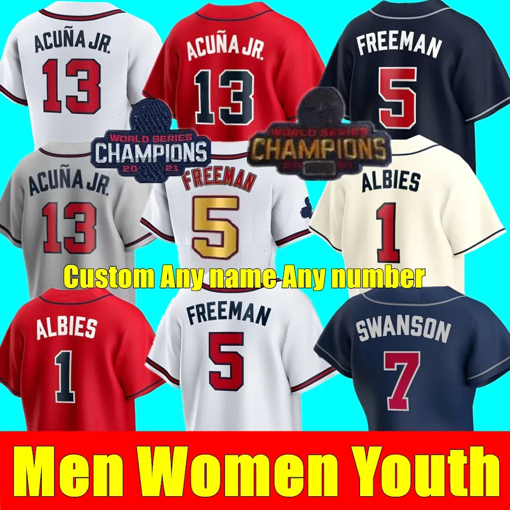 

New 2022 Baseball Jerseys Men Women Youth WS Gold Program jersey Dansby Swanson 13 Ronald Acuna Jr. Ozzie Albies 28 Matt Olson Freddie Freeman 27 Austin Brave Riley, Women5