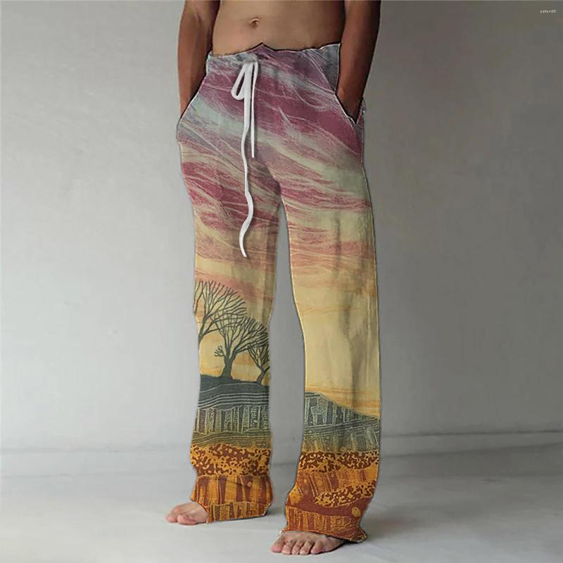 

Men' Pants Jogger For Men Fashion Casual Warm Elastic Straight Leg Waist Drawstring Printed Sports, Light blue