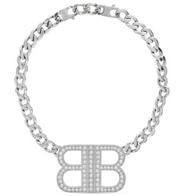 

Silver brass and rhinestone necklace women's fashion