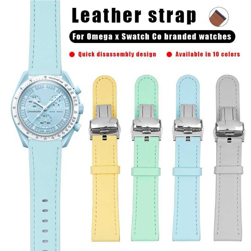 

For Omega X Swatch Joint MoonSwatch Co Branded Vintage Genuine Leather Strap Men Women Planet Retro Watch Band Bracelet 20mm