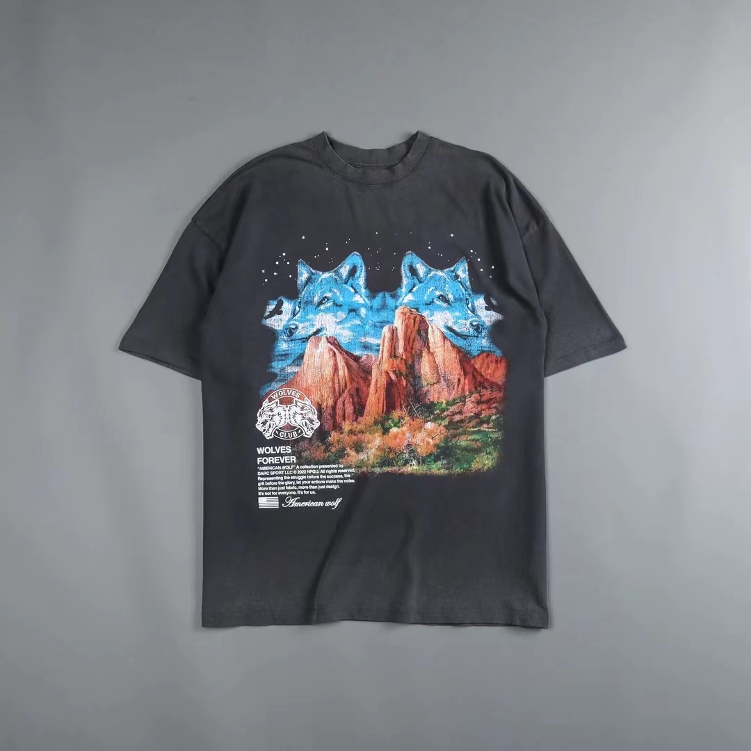 

Men's T-Shirts DARC SPORT 100% Cotton Thicken Wolf Print T Shirt Men Fashion Short Sleeve Summer Streetwear T-shirts Hip Hop Tops Tees 230426, Black