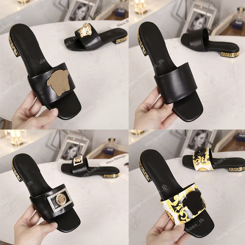 

Designer Slipper Fashion La Flat Sandals Women Flip-Flops Low Heel Luxury Slippers Leather Slides Classic Men Beach Indoor Flat Flip Flops Size35-46