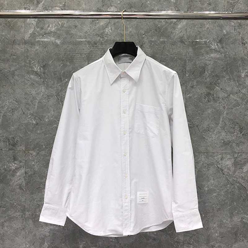 

TB THOM Back Striped Shirt Men' Casual Urban Stylish Slim Fit Short Sleeve Button Up Dress Shirt with Pocket Casual Loose Top, White