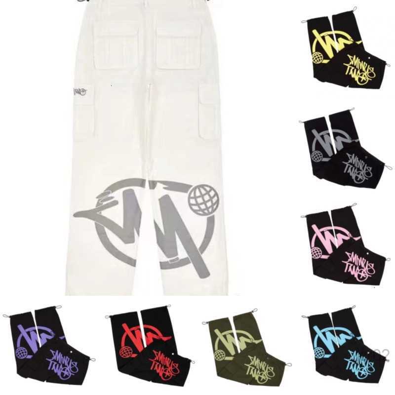 

2023 New Minus Two Cargos Usa Style Fashion Print High Street Men' Streetwear Pants Hip Hop Skateboard Clothes Minustwo Vc22, Black purple