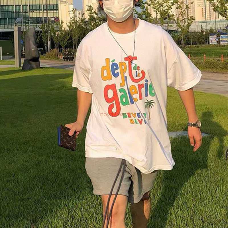 

Fashion Designer Clothing Tees Rock Tshirt Galleryes Depts Style Colorful Letter American Couple Short Sleeve High Street Trendy T-shirt Streetwear Hip hop TShirts, White