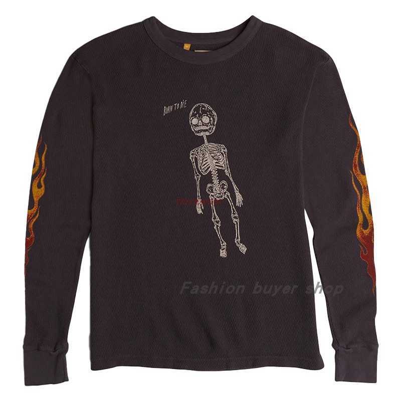 

Designer Clothing Hoodies Fashion Streetwear 22aw Galleryes Depts. Flame Skull Graffiti Print Old Waffle Round Neck Long Sleeve T-shirt Rock Sweatshirts Hip hop, Shipping fee