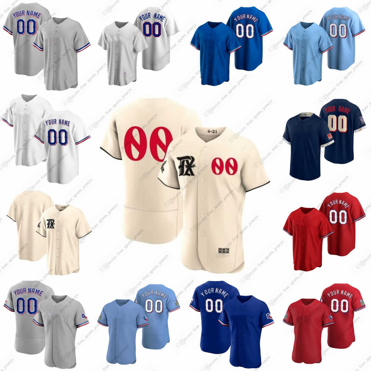 

2023 Custom Rangers Baseball Jerseys Brad Miller Marcus Semien Josh Smith Ezequiel Duran Adolis Garcia Robbie Grossman Travis Jankowski Leody Taveras Thompson, Men sizes--6xl