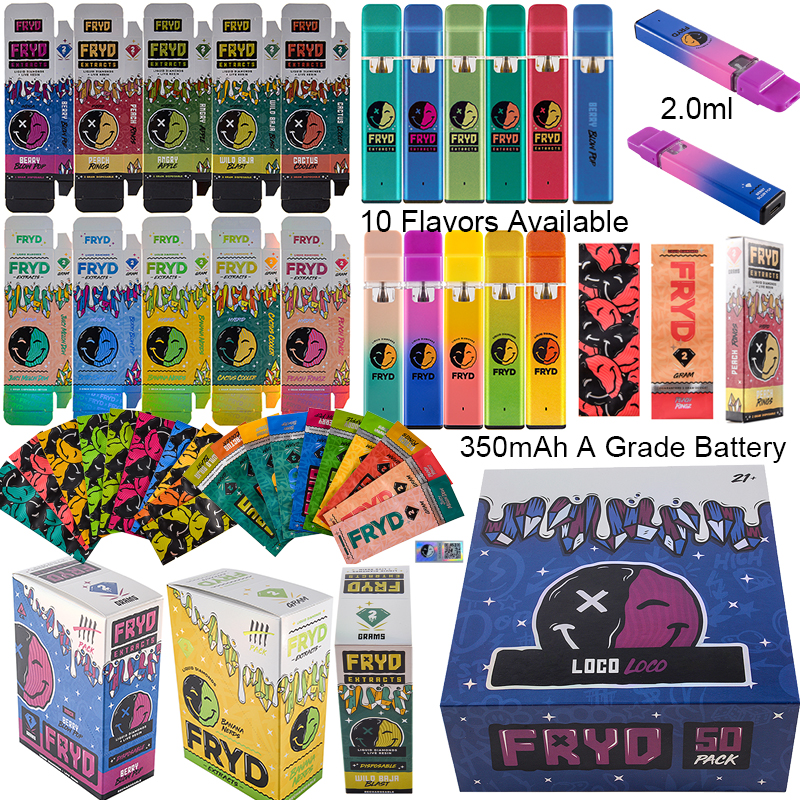 

Fryd Disposable Vape Pens 2.0ml Rechargeable E Cigarettes Empty 350mAh A Grade Battery Starter Kit 2ml Smile Vapes 2 Gram Device Pod Micro USB Charger Dab Pen E Cigs