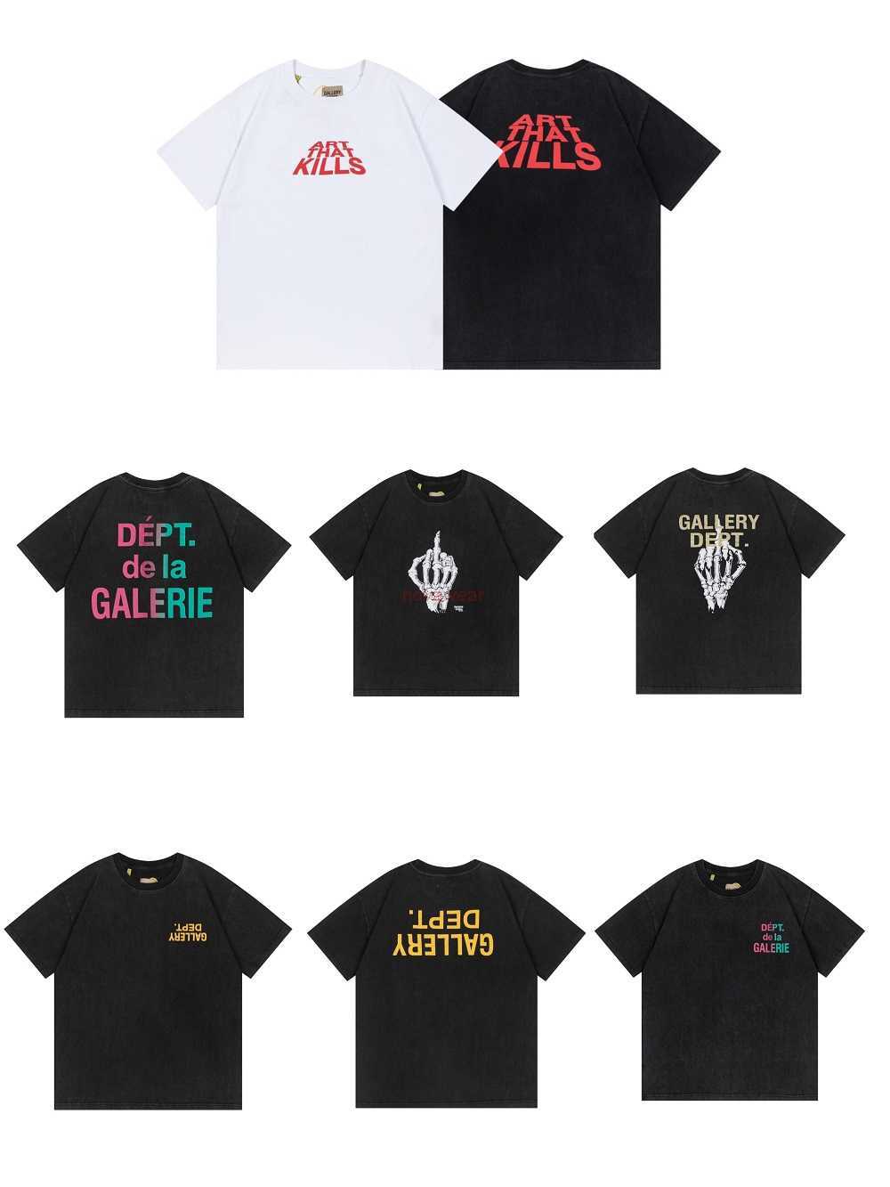 

Fashion Designer Clothing Tees Rock Tshirt Galleryes Depts Vintage Color Splash-ink Graffiti High Street Make Old Wash T-shirt Man Hip hop TShirts Tops for sale